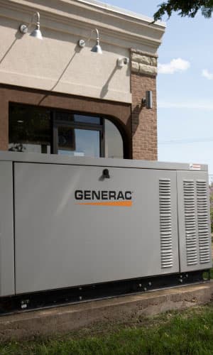 standby generator in front of a business
